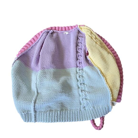 LoveShackFancy Horatio Oversized Cardigan Sweater Multicolor Knit Tassel Tie - Picture 6 of 8